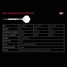 Laden Sie das Bild in den Galerie-Viewer, Bull`s Concord Steeldarts 90%